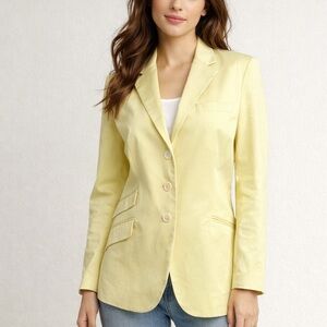 NEW‎ Vtg Ralph Lauren Blazer Womens 8 Butter Yellow Twill Jacket Office Career